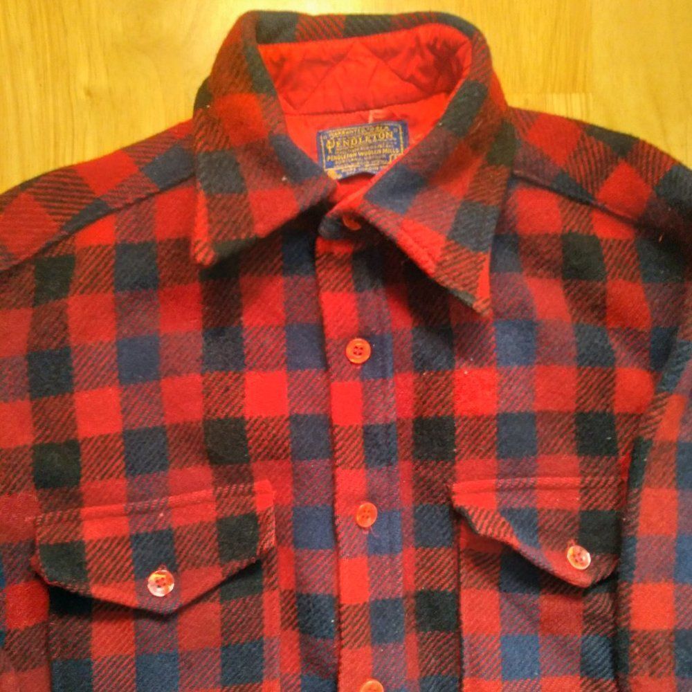 Vintage Pendleton Heavy Wool Flannel Button Down Shirt Thick